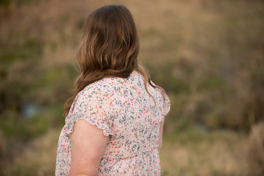 Light Pink Floral V-Neck dress