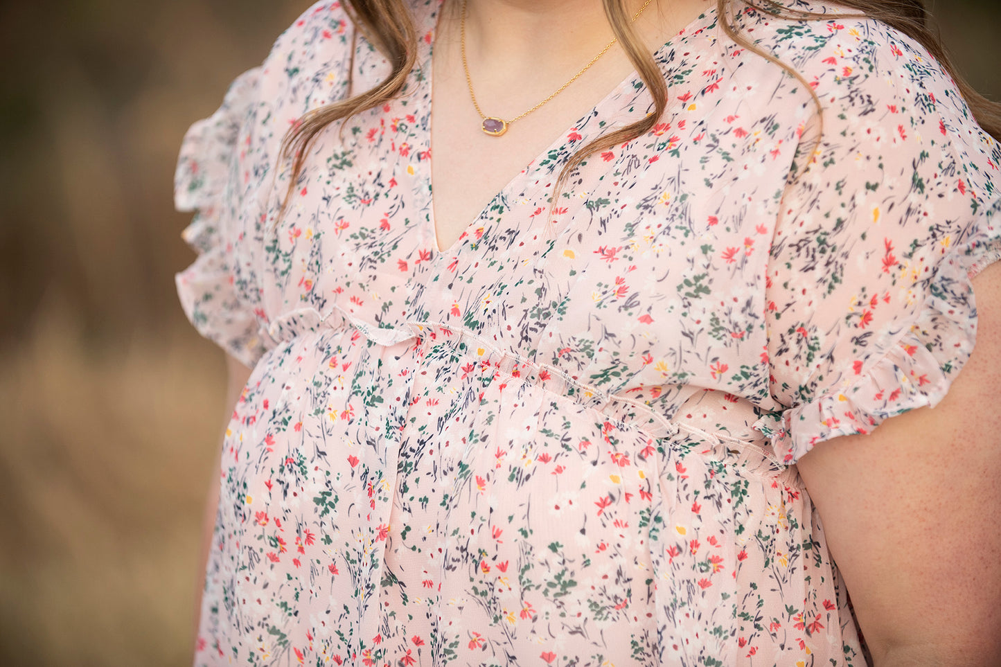 Light Pink Floral V-Neck dress