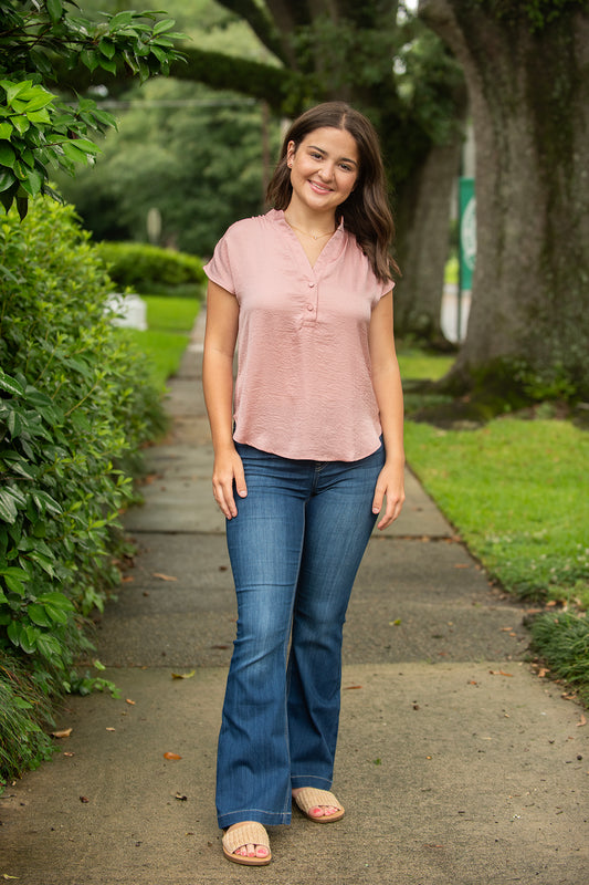 Dusty Pink Button Front Blouse