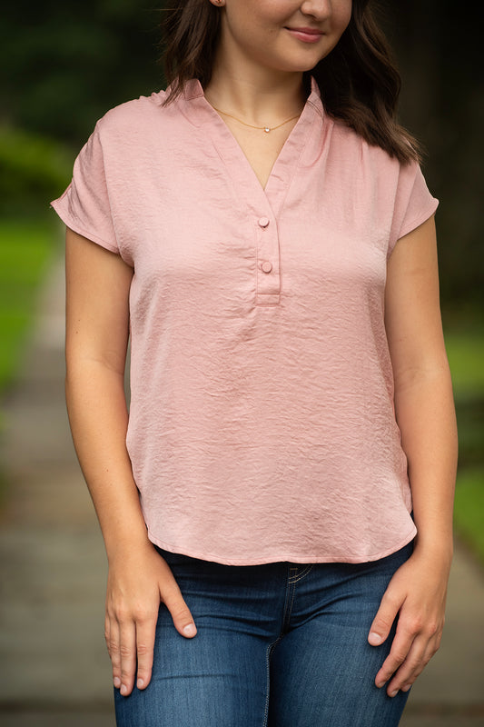 Dusty Pink Button Front Blouse