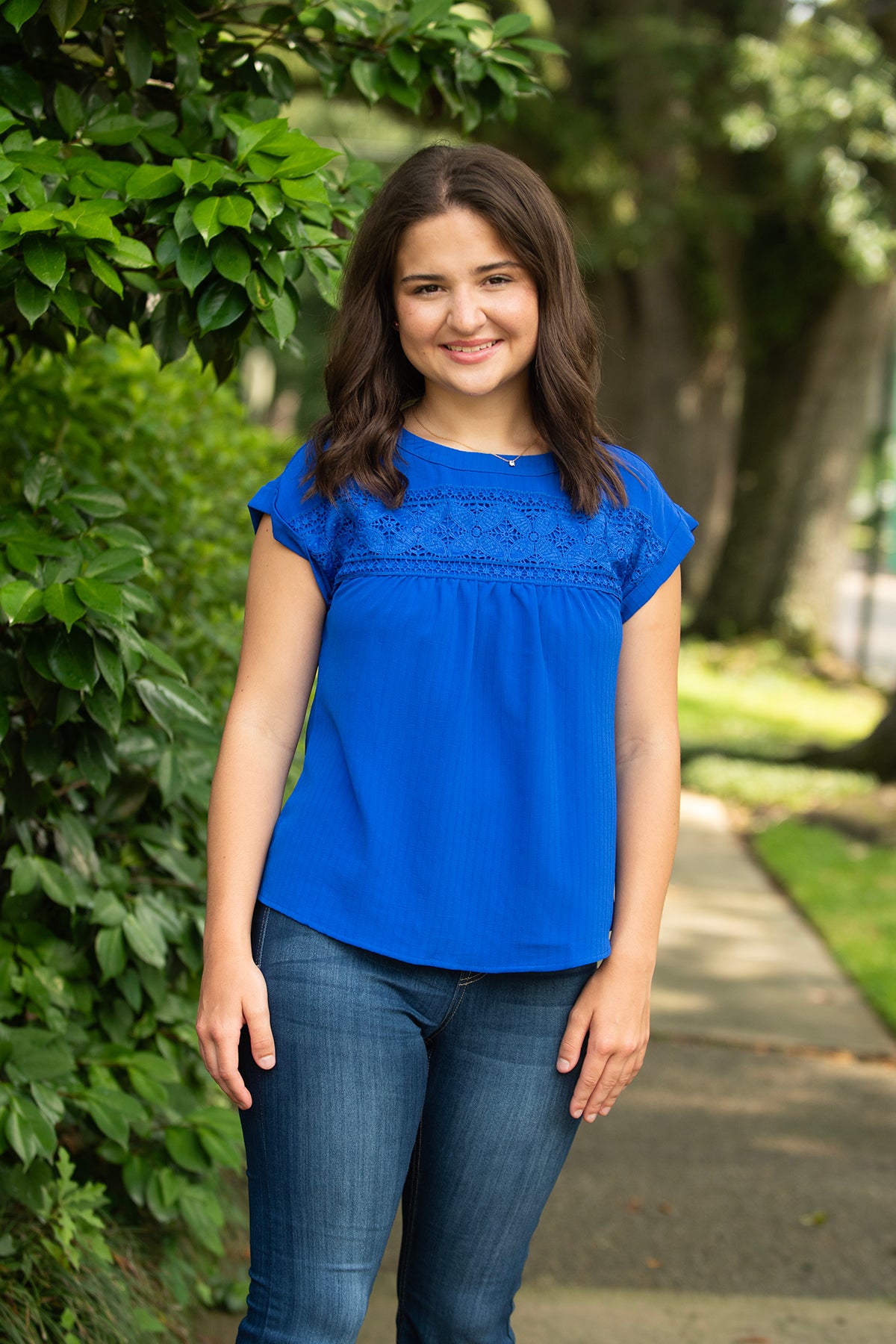 Royal Blue Button Back Top