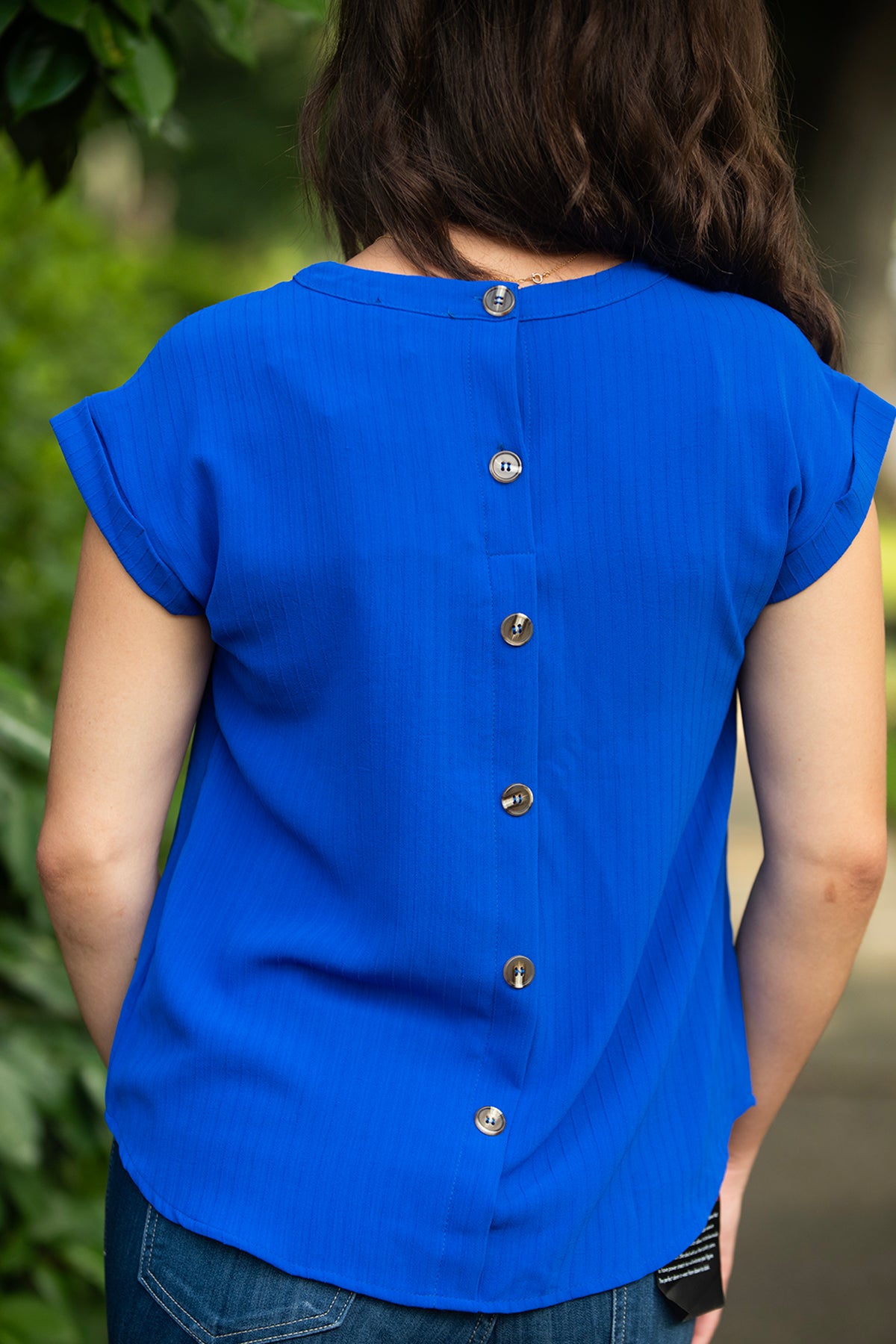 Royal Blue Button Back Top