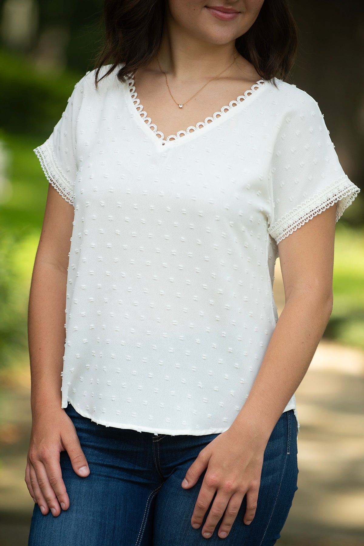 White Swiss Dot Blouse