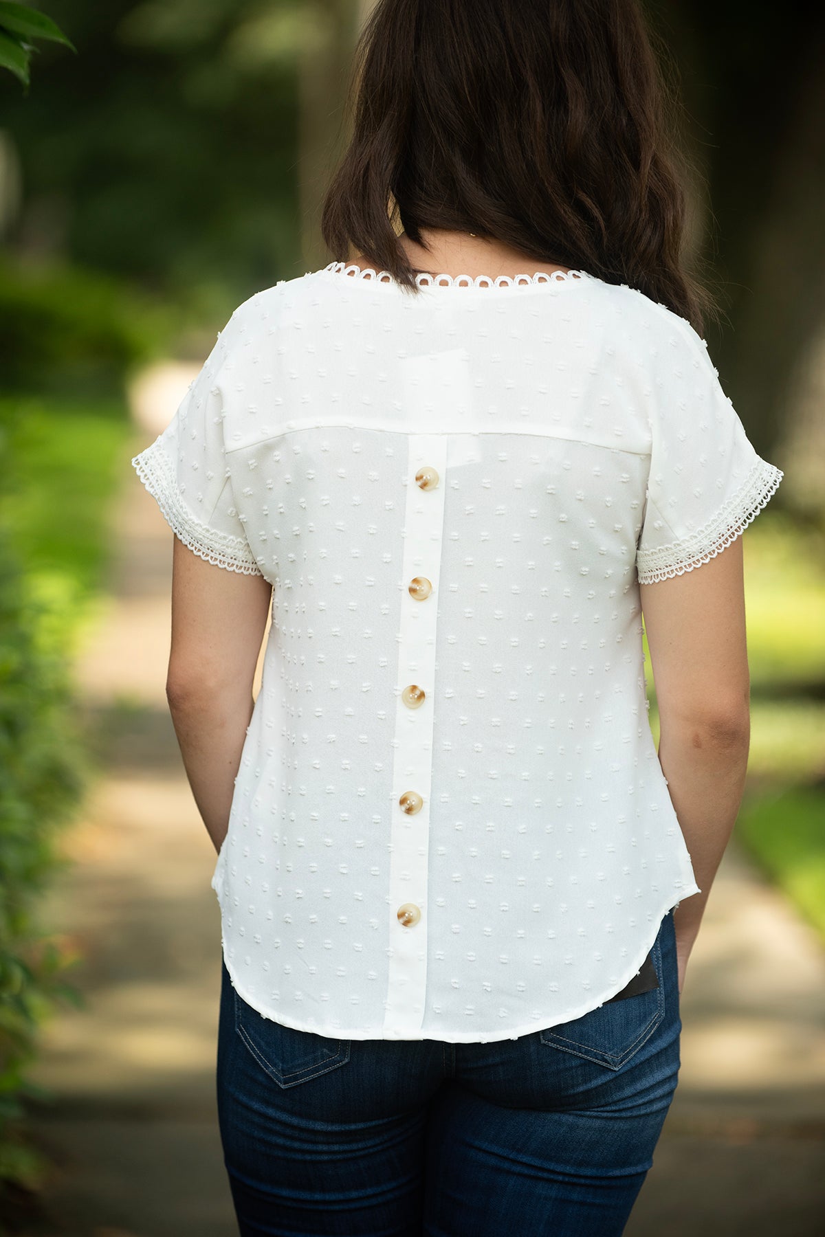 White Swiss Dot Blouse