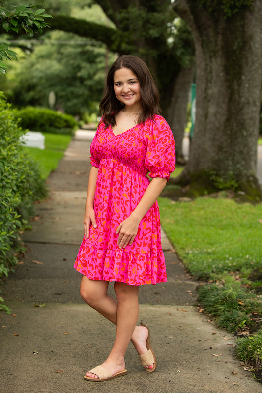 Neon Pink Leopard Print Dress