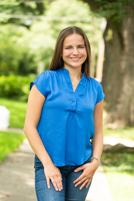 Royal Blue V-Neck Top