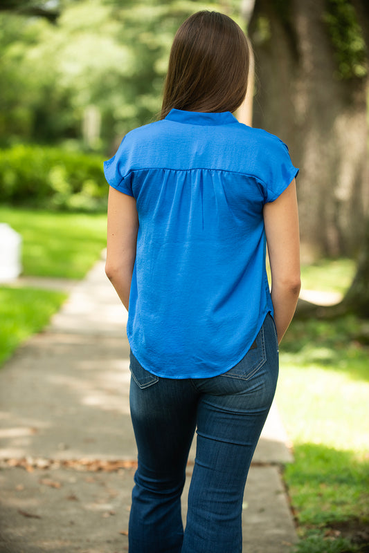 Royal Blue V-Neck Top