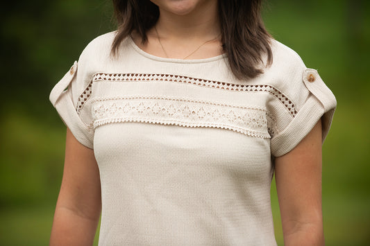 Tan Button Sleeved Blouse