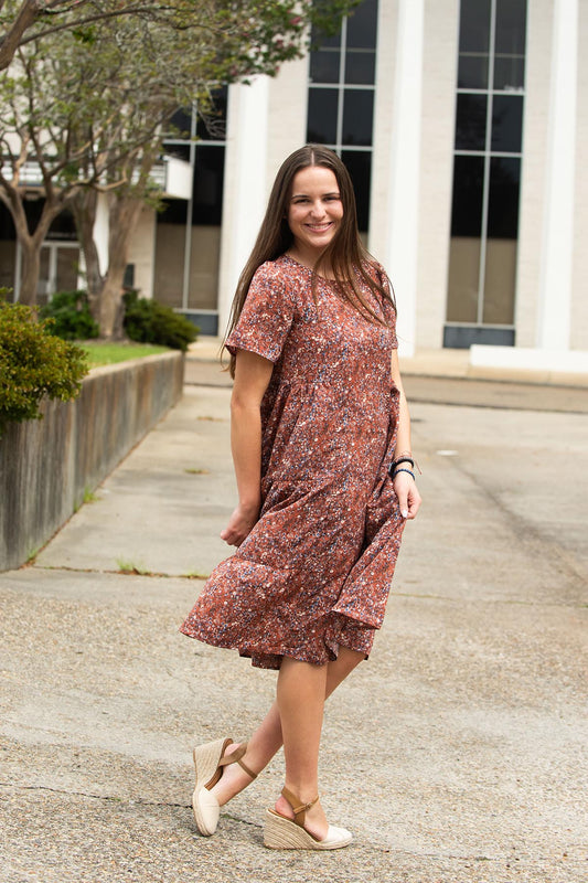 Rust Floral Dress