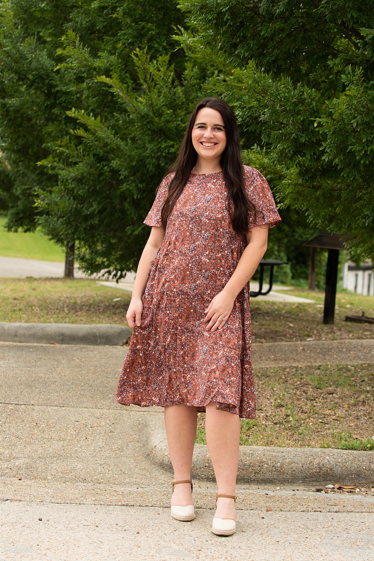 Rust Floral Dress