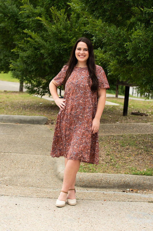 Rust Floral Dress