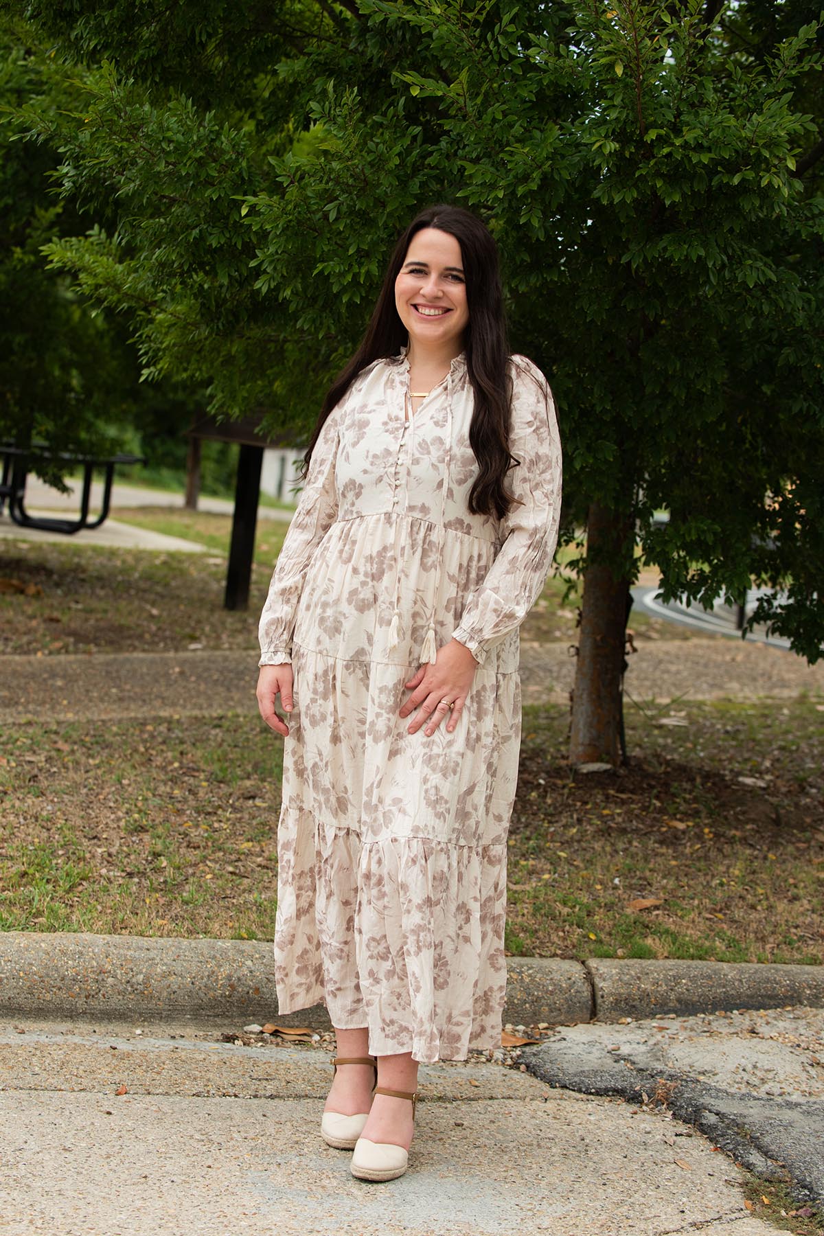 Mocha Floral Long Sleeved Maxi Dress